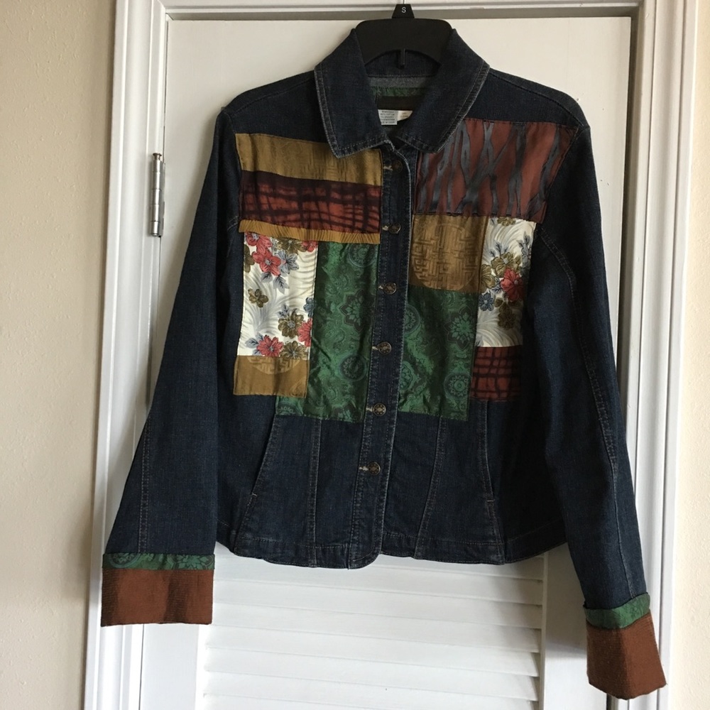 Designed Jennifer Fleming Jean Patch Jacket-Sz M - image 1